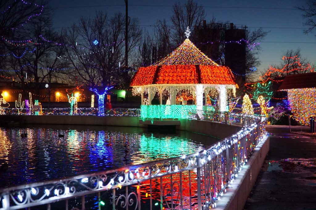 Gazebo and pond in Rhema Park Rhema Lights